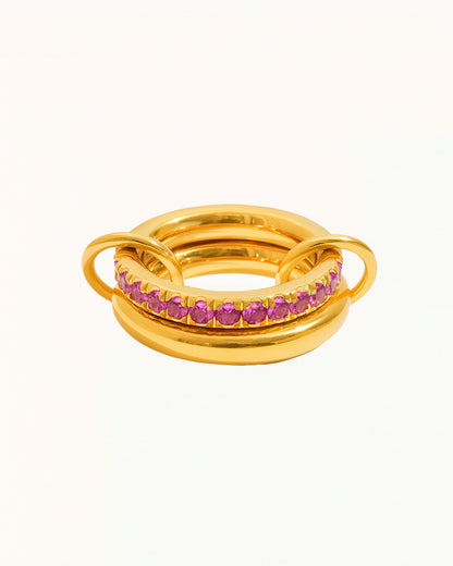 Gouden Ring met Verschillende Gekleurde Steentjes - Isabella - R78