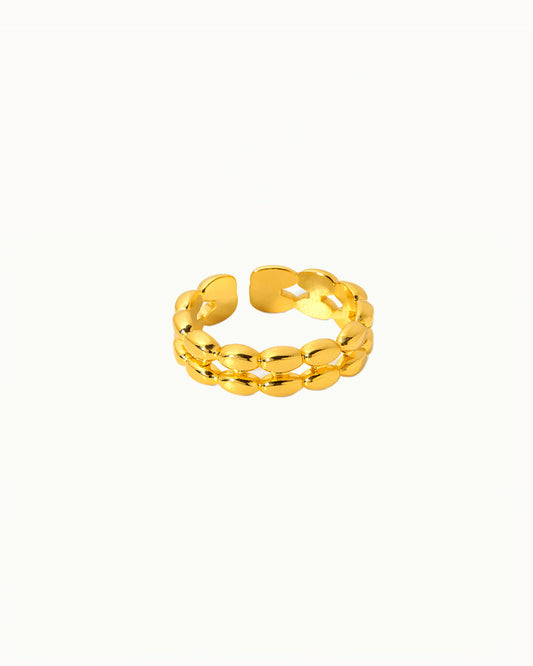 Gouden Schakel Ring - Verstelbaar - Mara - R42