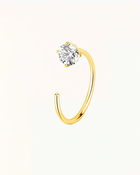 Nose Piercing Open Ring with Round Crystal - Xanthi