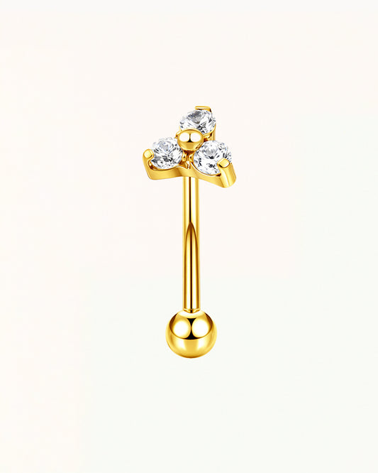 Titanium Rook Piercing met Drie Stenen - Caitlin