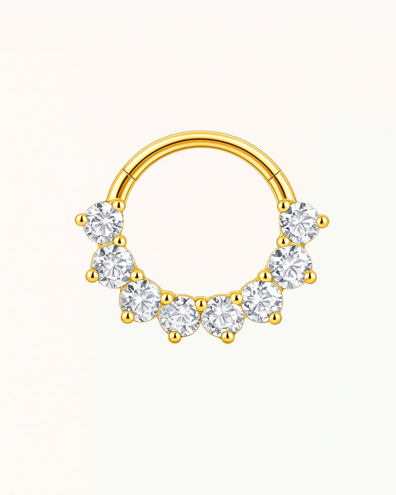 Titanium Ringvormige Piercing met Fonkelende Stenen - Ciara