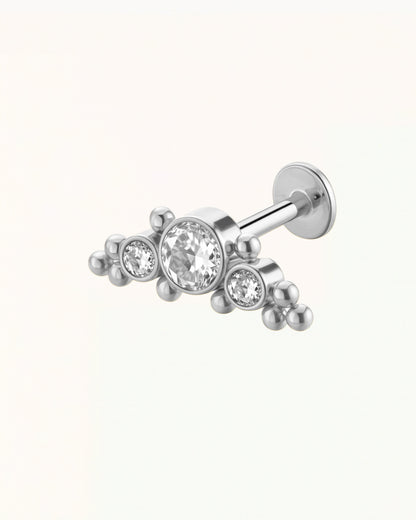 Titanium Drie Stenen Cluster Piercing met Bolletjes - Clementine