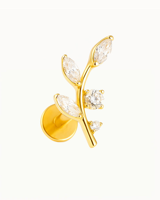 Titanium Piercing with Crystal Leaves - Demi