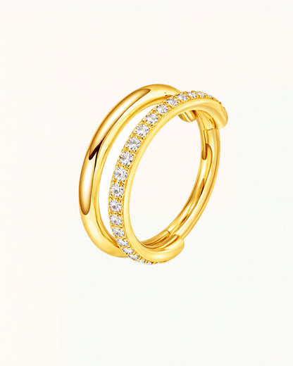 Ringpiercing mit Außenring und Kristallen - Elara