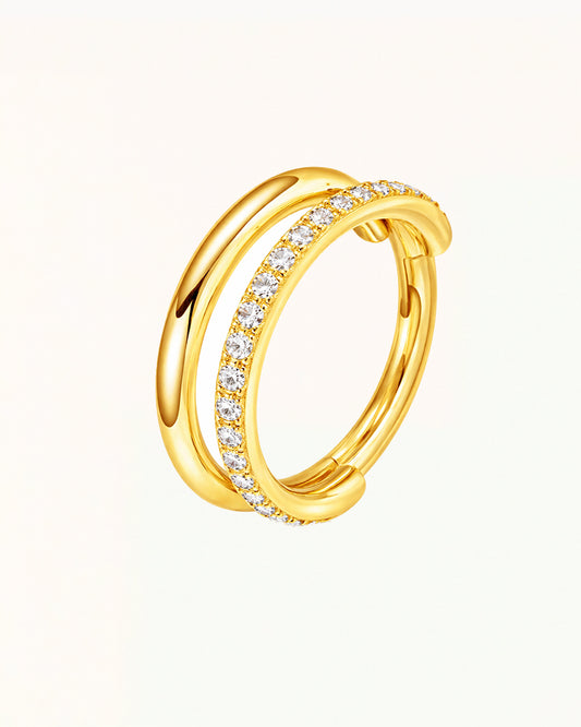 Ringpiercing mit Außenring und Kristallen - Elara