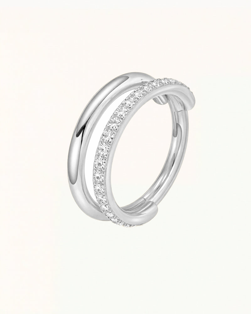 Ringpiercing mit Außenring und Kristallen - Elara