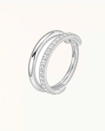 Ringpiercing mit Außenring und Kristallen - Elara