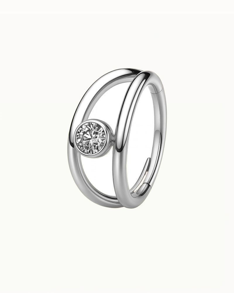 Titanium Dubbele Piercing met Groot Steen - Jadie