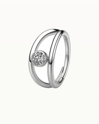 Titanium Dubbele Piercing met Groot Steen - Jadie