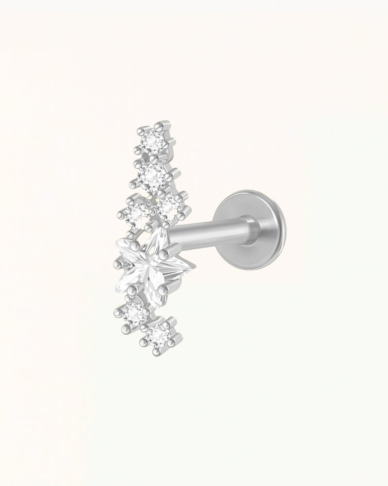 Titanium Stervormige Cluster Piercing met Kristallen - Marie