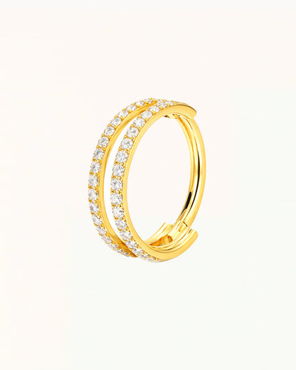 Titanium Dubbele Rij Kristal Ring Piercing - Miri