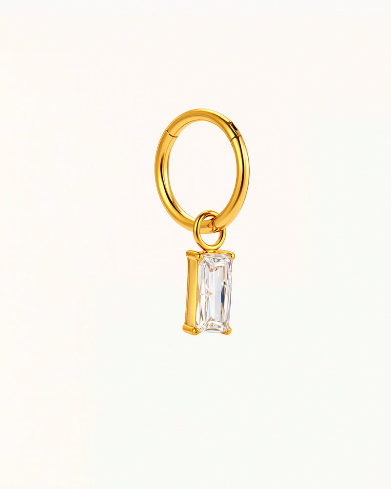 Titanium Piercing met Hangende Baguette Steen - Paige