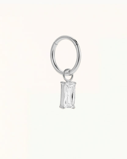 Titanium Piercing met Hangende Baguette Steen - Paige