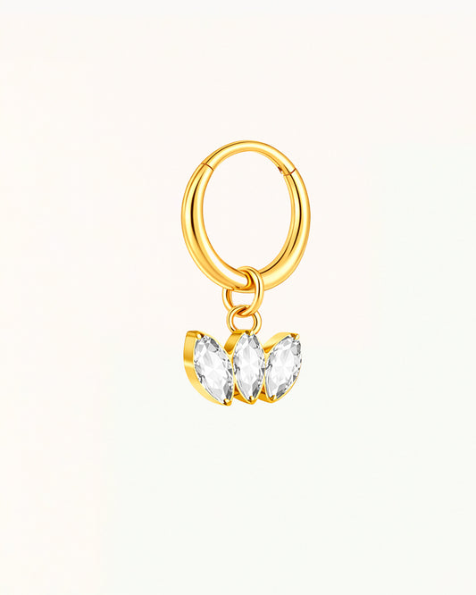 Titanium Clicker Piercing met Drie Marquise Stenen - Rebecca