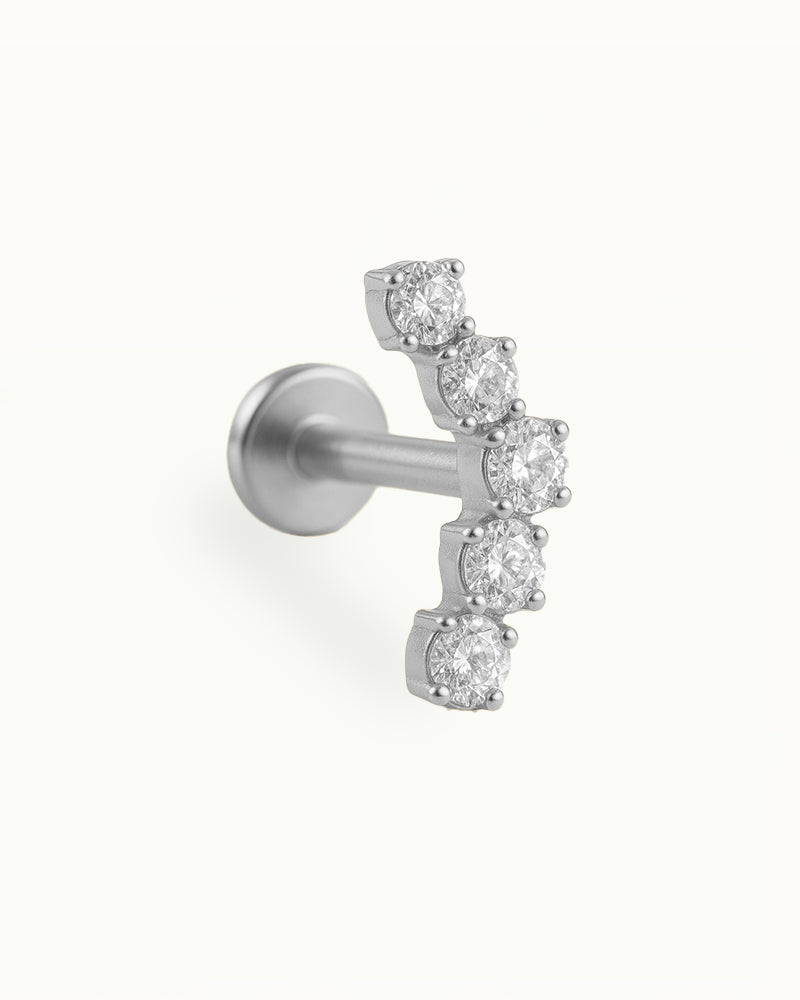 Titanium Piercing met Vierkante Kristallen - Youssra